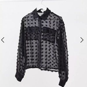 ASOS Black Textured Oversized Sheer Shirt